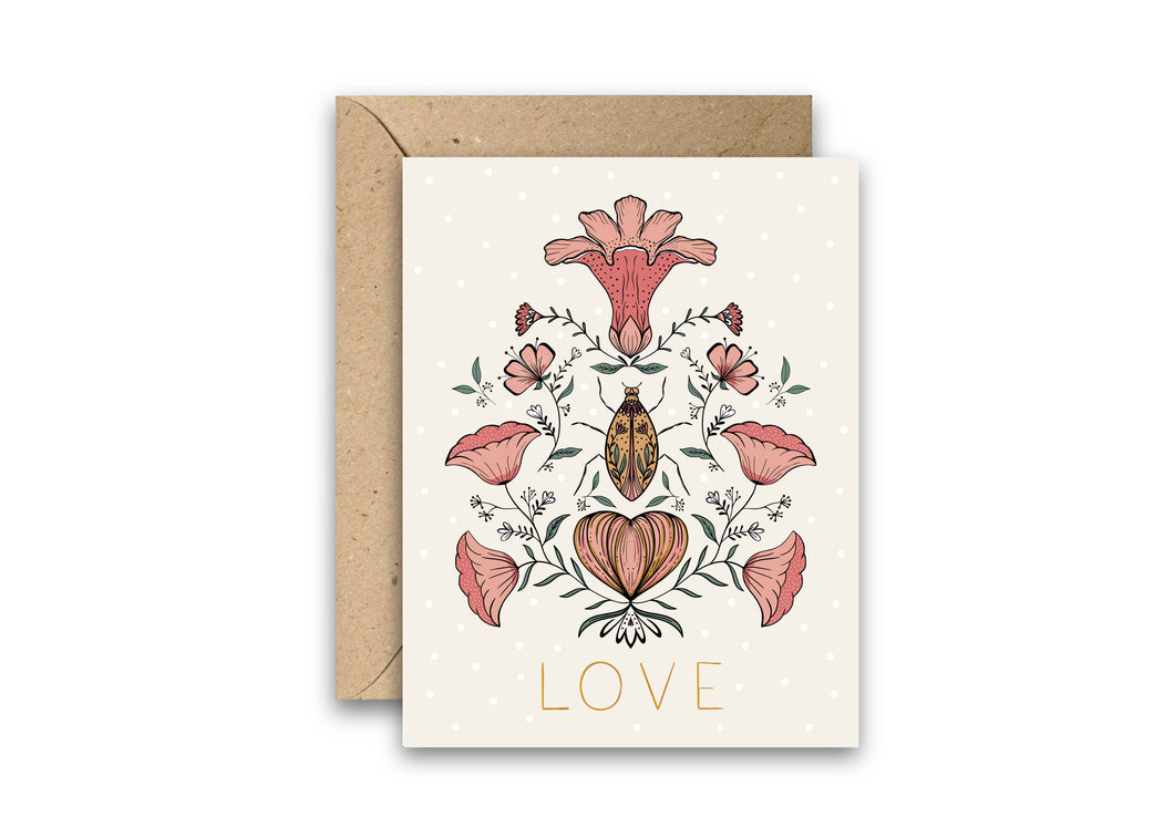 Amicreative - Love Bug Gold Foil Greeting Card