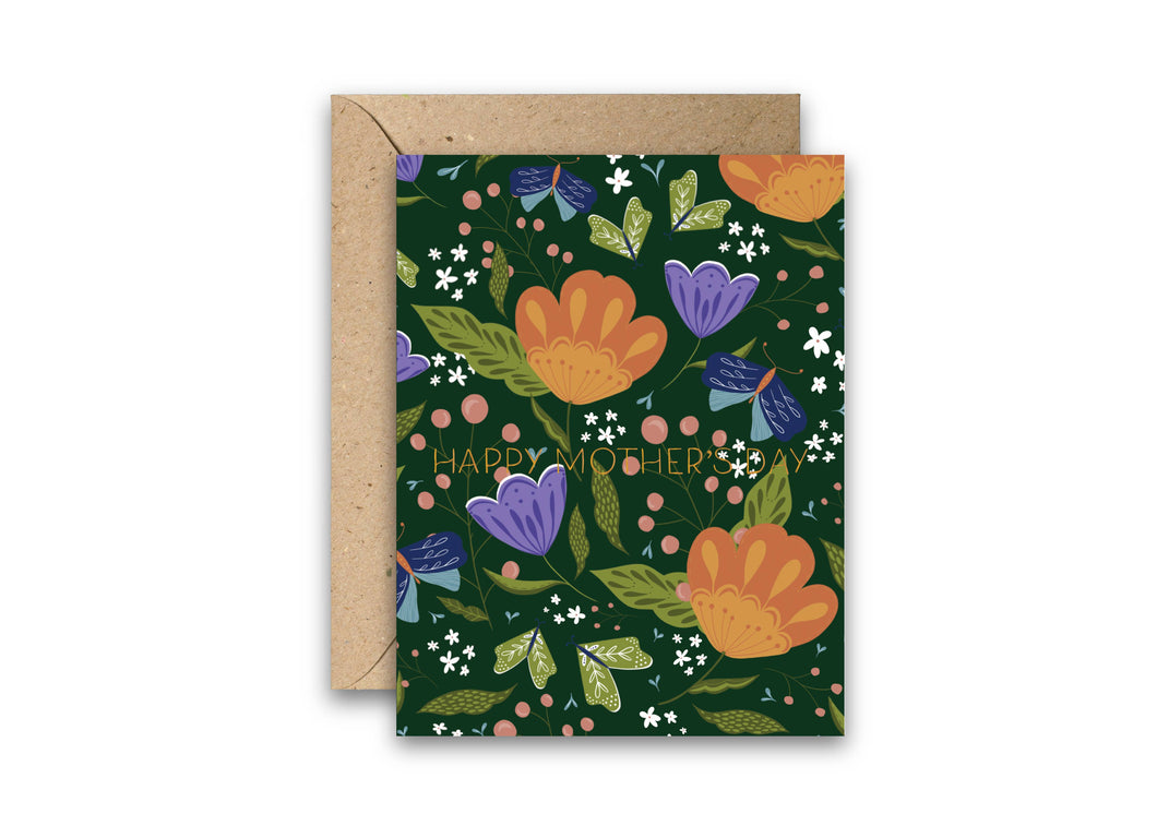 Amicreative - Mother's Day Flowers Gold Foil Greeting Card