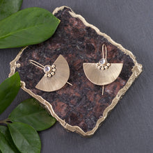 Load image into Gallery viewer, Baizaar - Brass Etched Petal with Stone Earring: Turquoise

