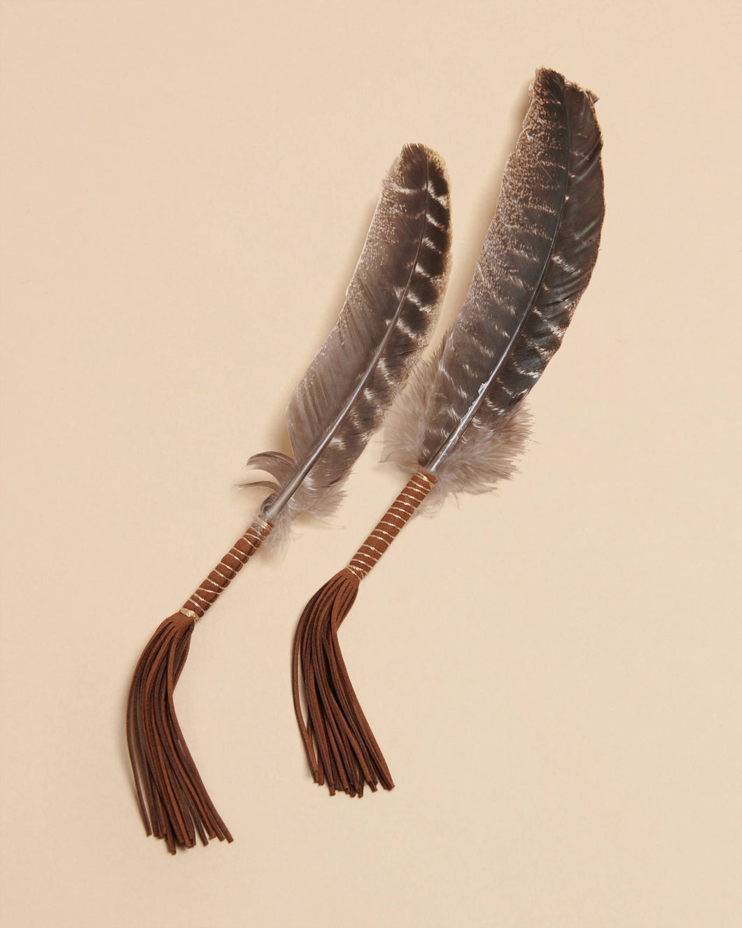 Liv Rocks - Leather Wrapped Smudge Feather - Turkey Barred Feather