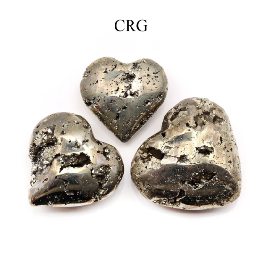 Crystal River Gems LLC - Peru Iron Pyrite Heart / Bulk Wholesale Crystals / 30-45 mm