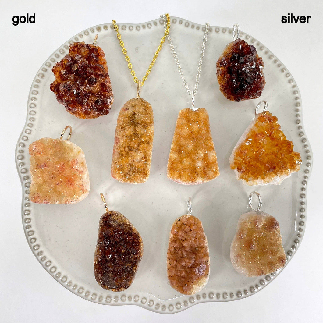Rock Paradise - Amethyst Druzy Cluster Pendants with Hoop Bail