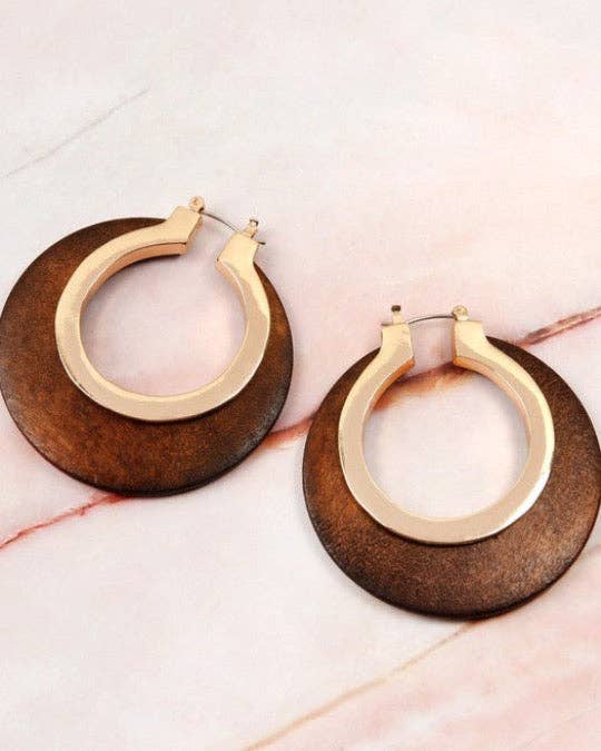 Liv Rocks - Wood Hoops Earrings - Wholesale Jewelry