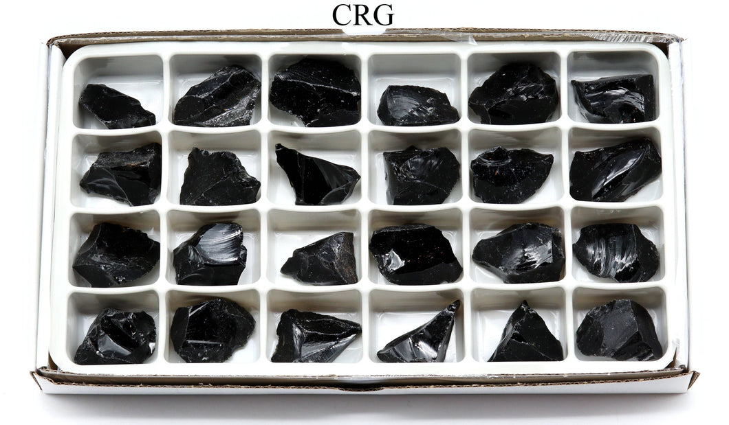Crystal River Gems LLC - Black Obsidian / 24 PC. WHOLESALE FLAT