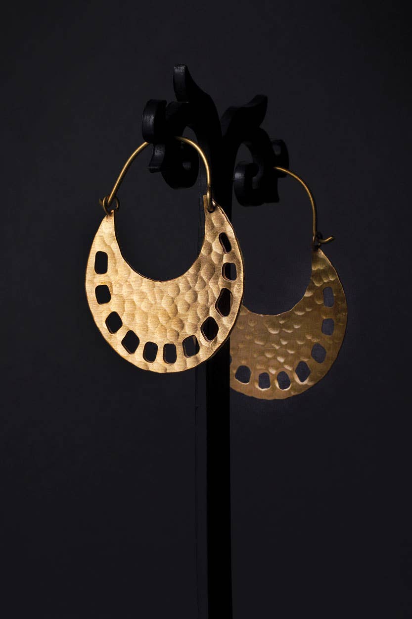Sevya Handmade - Hammered Golden Hoop Earrings