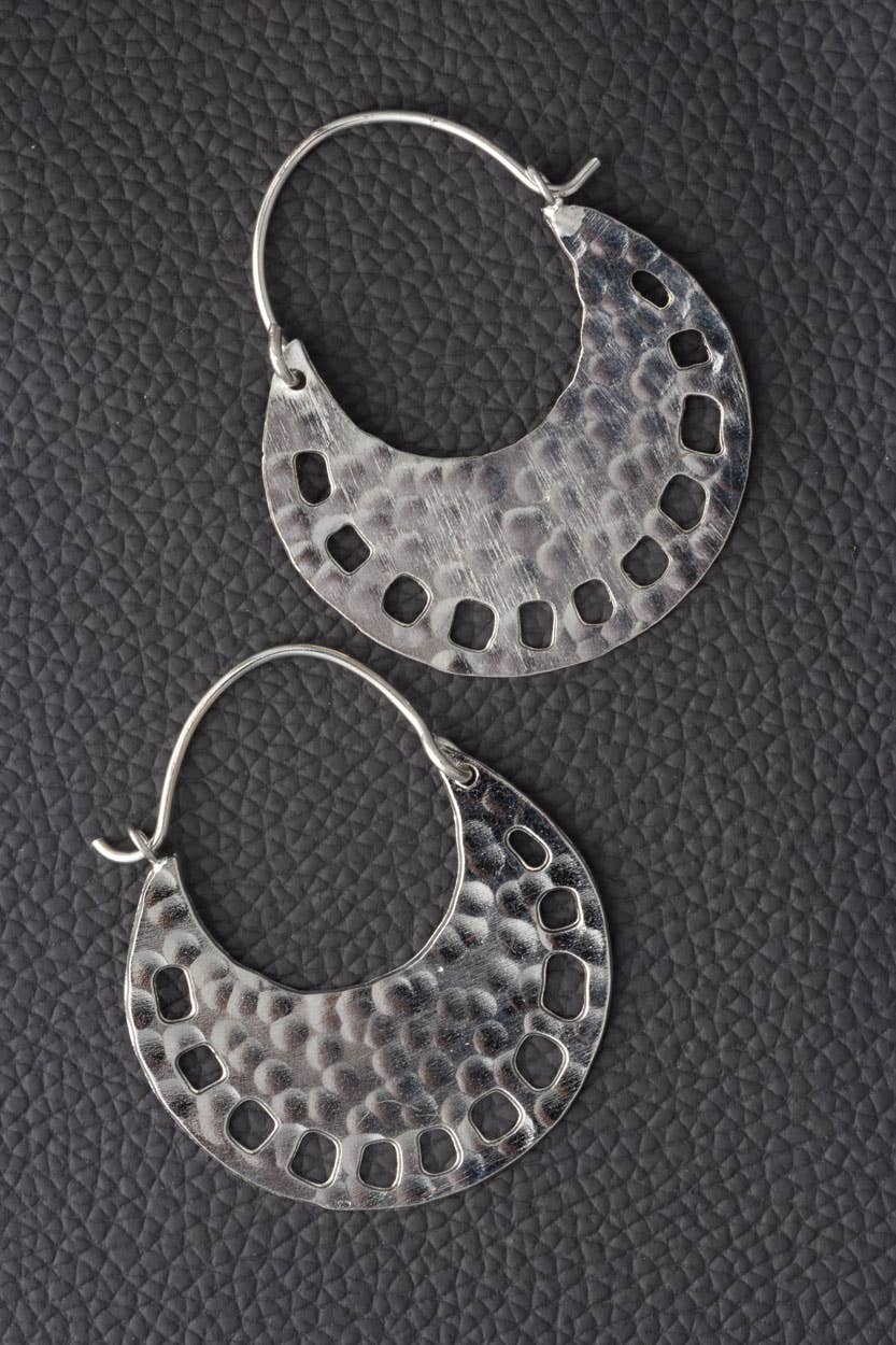 Sevya Handmade - Hammered Silver Hoop Earrings