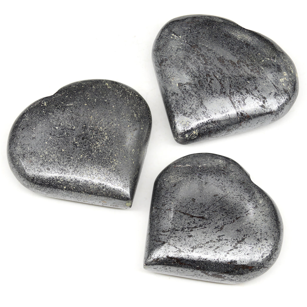 Crystal River Gems LLC - QTY 1 - Hematite Puffy Heart / XL Palm Size