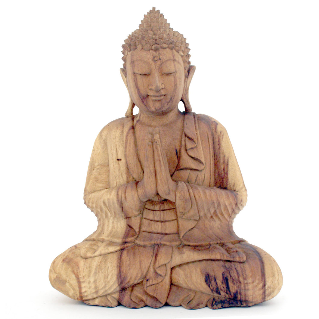 Modern Eastern by Contrast Inc. - Hand Carved Wood Praying Buddha