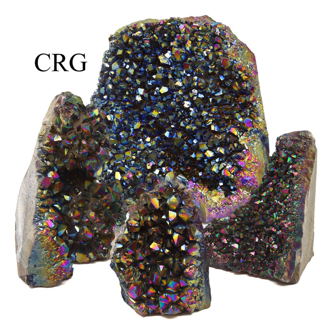 Crystal River Gems LLC - 3 KILO LOT - Rough Titanium Amethyst Druzy W/ Cut Base - MIX