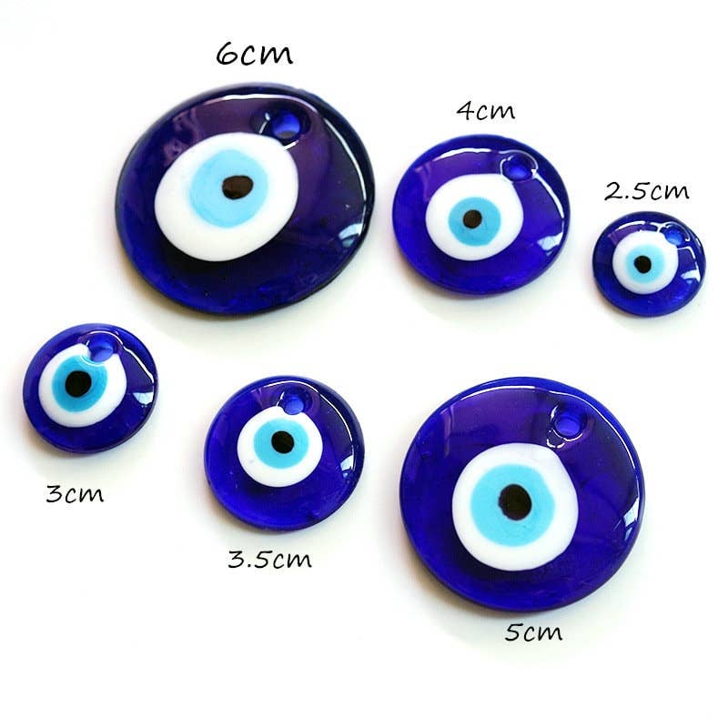 Perimade & Co. LLC - Blue Turkish Evil Eye Pendant Necklace Charm in Color Glass
