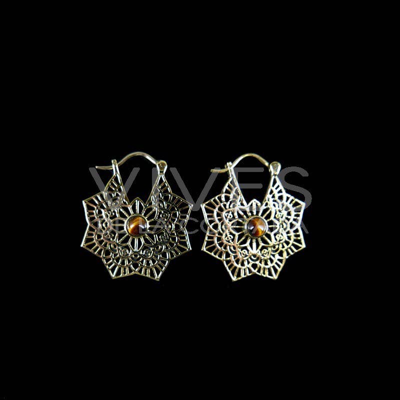 Vives de la Cortada SCP - Pendientes de Bronce Mandala con Mineral -15-